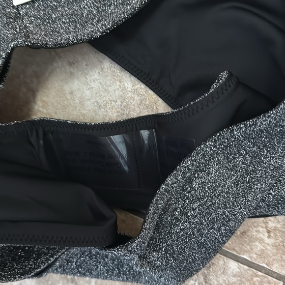 NWT Pink Victorias Secret black silver metallic high rise bikini swim bottoms M - Picture 8 of 8